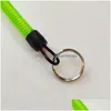 Nyckelringar bärbara fiske lanyards nyckelkedja ring utdragbar vår elastisk rep anti förlorad nyckelring cam carabiner säkert lås slumpmässigt dhdhk