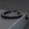 Chain 8mm Tiger Eye Stone Beads Bracelet Adjustable Braided Rope Bangles Natural Lava Rock Men Women Yoga Healing Balance BraceletsL231115