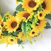 Decorative Flowers Deluxe Happy Party Festival Wreath Sunflower Simulation Rattan Door Wall Decoration