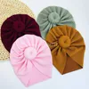 Automne hiver nouveau enfant chapeau beignet Beanie bébé solide rayure nouveau-né indien chapeau Pom Pom balle infantile Bonnet Skullcap enfant en bas âge Turban