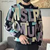 Erkek Sweaters Moda O yakalı örme gevşek mektup gündelik kazak erkek giyim 2023 Sonbahar Yeni Kore kazakları All-Match Tops Q231115