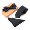 Bow Ties RBOCOMen's Tie Set Necktie Handkerchief And Bowtie 6cm Slim Solid Skinny For Wedding Dot Striped 3pcs No Box