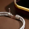 Bangle Oevas 100 ٪ 925 Sterling Silver 2mm bangle for Women 18K الذهب الأبيض مطلي بالماس المجوهرات الفاخرة 231115