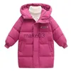 Down Coat Inverno novas crianças grandes gola de lã camuflagem jaqueta meninos e meninas jaqueta de algodão médio e longo engrossado casaco quente J231115