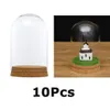 병 항아리 10 피스 8x12cm 투명 유리 돔 커버 Cloche Bell Jar 즙이 많은 테라리움 WWOODEN 코크베이스 홈 스터디 장식 230414