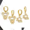 Charm Gold Plated Hoops Cute Hollow Cat Earrings For Women Copper Cz Rhinestone Hie Animal Jewelry Drop Delivery Jewelry Earrings Dh7Sf