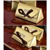 Confezione regalo Scatole di caramelle di carta oro di lusso Scatola di cioccolatini per favore degli ospiti Dolce con nastri Lx0725 Consegna a goccia Giardino domestico F Dhqfl