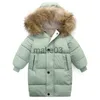 Down Coat Inverno novas crianças grandes gola de lã camuflagem jaqueta meninos e meninas jaqueta de algodão médio e longo engrossado casaco quente J231115