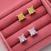 Stud OEVAS 100% 925 Sterling Silver 6*6mm Yellow High Aquamarine High Carbon Diamond Stud Earrings For Women Sparkling Fine Jewelry 231115