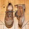 Kleidschuhe Vintage Herren Casual Business Luxus Echtes Leder Handgemacht Britischer Stil Rund bis Qualität Weich Täglich Mann