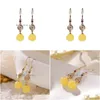 Dangle Chandelier Earrings 925 Sterling Sier Goldplated Natural Amber Beeswax Round Beads Hollow Flower Ladies Temperament Dhgarden Dhlil
