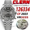 Clean CF cf126334 VR3235 Automatic Mens Watch 41MM Fluted Bezel Gray Dial Moissanite Diamond Markers 904L Stainless Steel Bracelet Super Edition eternity Watches