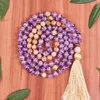 Pendentif Colliers Perles de prière Chakra Mala Collier noué Sunstone Améthystes Boho Bijoux Yoga