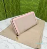 Designer-2023 Womens Wallet Holder Holder Purs Läder Kvinnor Plånbok Långa stilar blixtlås Korthållare Pink Blue Brown 4 Färg