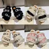 Designer Woman fluffy Slippers Fashion Warm 100% wool cotton black white shoes Indoor Outdoor Womens Slipper pantoufle designers for Autumn Winter size eur 35-42