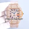 SF SFW0007 Paved Diamonds Japan Miyota automatisch herenhorloge Volledig Iced Out Diamond Rainbow Romeinse wijzerplaat Rose goud stalen armband sieraden Super trustytime001Watches