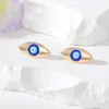 S3575 Love Heart Fatima Palm Enamel Turkish Blue Eye Stud Earrings For Women Evil Eyes Earrings