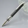 Hög med Black Carbon Fibe Ball Pen / Office Roller Quality Crystal Luxurs Ballpoint Stationery Refill Head Penns Vkoxm