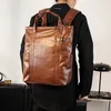 Sacs à bandoulière pour hommes simple Joker couleur unie hommes sac d'ordinateur style collégial rétro étudiant sacs à dos grande capacité rembourré en cuir loisirs voyage sac à dos 23020 #