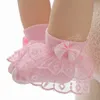 0-2Y NIEUWE LEVER MEISJES LAAT BOW RUFF SOCKS Princess Mesh Kinderen Enkle Korte ademend katoen wit roze jongens peuter