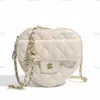 2024 Shoulder C Bag Mini Heart Lover Style Lambskin Waist Bust Crossbody Bags Gold Metal Hardware Chain Vanity Cosmetic Designer Coin Purse Handbags With a mirror