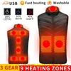 Men's Vests 9 Places Heated Vest Men Women Usb Heated Jacket Thermal Clothing Hunting Sports Hiking Men's Heating Vest S-4XL Heating Clothes 231115