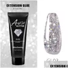 Gel de uñas Glitter Nail Extenion Gel 15 ml Acrílico Cristal duro Pegamento Polaco Constructor Consejos Mejora Extensión rápida Manicura Gota Delive Dhgri