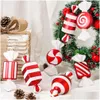 Juldekorationer Juldekorationer Stora målade godis Cane Red White Artificial Lollipops Xmas Tree Hängande hänge för år DHLJ6