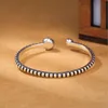 Bangle Retro Round Black Agate Twist Elegant Open Armband Silver Color 2023 Trend Smycken Punk Accessories Gifts SB101Bangle Kent22