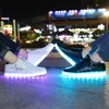 Sapatilhas tamanho 3044 crianças luminosas carga usb mulheres led brilhantes meninas crianças iluminam sapatos chinelos 231115