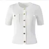 401 2023 Brand Spring Brand Mesmo estilo suéter de manga curta Crew White Neck Cardigan Fashion Roupos feminino de alta qualidade feminino yl