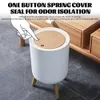 New Trash Can with Lid High Foot Press Dustbin Kitchen Garbage Container Toilet Garbage Can Press Cover Wooden Grain Foot Waste Bin