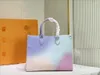 5A Neue Sommer Luxus ONTHEGO Umhängetasche Designer Erstklassiges Leder Lässige Einkaufstasche Gradient Damen Handtasche Umhängetasche Mode Große Brieftasche