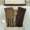 Women Sheepskin Gloves With Box Winter Genuine Leather Brands Fingers Glove Warm Cashmere Inside Touch Screen