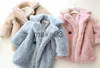 Piumino 2-12 anni Bambini Cappotto in pelliccia sintetica Colletto con risvolto per bambini Addensare Giacca calda Ragazze Cappotto lungo Inverno Bambini ragazze Capispalla casual J231115