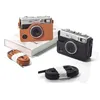 Kameraväska tillbehör äkta retro läderfodral för fujifilm instax mini evo Instant kamera lagringspåse mjukt skyddsskal med axelband 231114