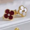 four leaf clover ring Natural Shell Gemstone Gold Plated 18K for woman designer T0P Advanced Materials classic style European size gift for girlfriend with box 010