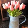 Faux Floral Greenery 10pcs Tulip Artificiation Flower Real Touch Artificial Bouquet PE Фальшивый цветок для свадебного украшения цветы домашний сад декор 230414