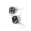 Dangle żyrandol zabawne kolczyki kostki akryl biały kostka 3D Cuted Charm Drop dostawa biżuteria dhgarden dhnkd