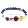 Charm Bracelets Fashion Galaxy The Eight Planets In Solar System Guardian Star Natural Stone Lava Turquoise Beads Bracelet B Dhgarden Dhxrj