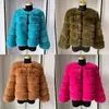 Skóra dla kobiet sztuczna moda Faux Fur Płaszcz Super jesienna zima Kobiety Krótka puszysta kurtka Wysokiej jakości 7xl damskie płaszcze 231114