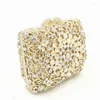 Evening Bags Lady Rhinestone Wedding Clutch Purse Fashion Gold Metal Crystal Clutches Luxury Ladies Diamond Prom Dinner Handbags Female Bag