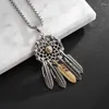 Colliers pendants Plaid Plaid Feather Catcher Bohemian Tassel Collier Verre de vent Chime Pull Bijoux pour hommes et femmes