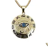 Pendentif Colliers Voleaf Rond Plaqué Or Protection Oeil D'Horus Colliers Pour Hommes Bijoux Égyptiens Relius Vne126 Drop Livraison Jewe Dhu1V