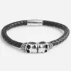 Bracelets à maillons 8 "5mm Bracelet en cuir noir véritable en acier inoxydable couleur argent/or bracelet de crâne squelette bracelet pour hommes unisexes