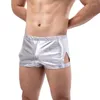 Onderbroek mannen ondergoed boksers hombre sexy faux lederen shorts mannelijke slipjes strakke jongen satijnen bokser trunk lingerie ondervent