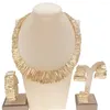 Necklace Earrings Set Exquisite Italian Gold Plated Jewelry Unique Women Big Style Latest Design 4 Pieces Jewelery Sets H0037