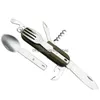 Dijkarts sets leger groen vouwen draagbaar roestvrijstalen staal picnic picknick cutlery mes fork lepel fles opener flatware tabelgerei tra dhgvu