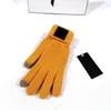 Ullmenshandskar designer handskar fem fingrar varma vinterhandskar för kvinnor fast färg höst och vinter fleece utomhus ullhandskar 4 färger