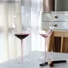 ワイングラスジニュージア - オーストリアのリデルスタイルワイングラスハンドメイドクリスタルピンクカラーハンドルゴブレットウェディングカップルギフトバーガンディワイングラスQ231115